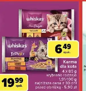 Carrefour Karma dla kota kremowe wariacje kurczak i warzywa + jagnięcina indy Whiskas Tasty Mix oferta