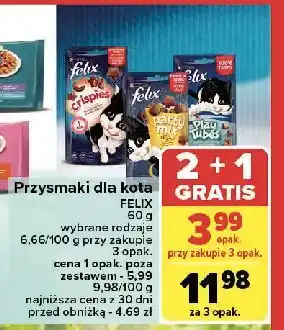 Carrefour Karma dla kota łosoś-pstrąg Purina Felix Crispies oferta