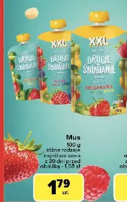 Carrefour Mus truskawka jabłko banan Drugie Śniadanie oferta