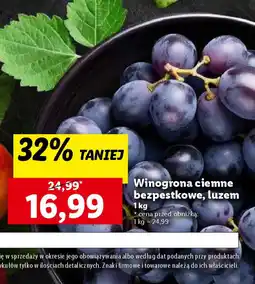 Lidl Winogrona ciemne bezpestkowe, luzem oferta