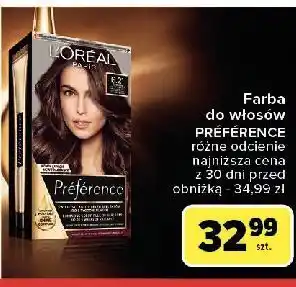 Carrefour Farba do włosów jasny brąz 6.21 L'oreal Preference oferta