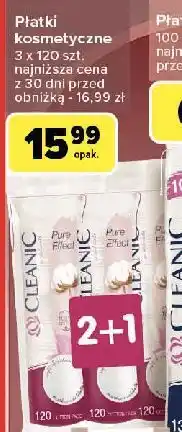 Carrefour Płatki kosmetyczne pure effect okrągłe Cleanic oferta