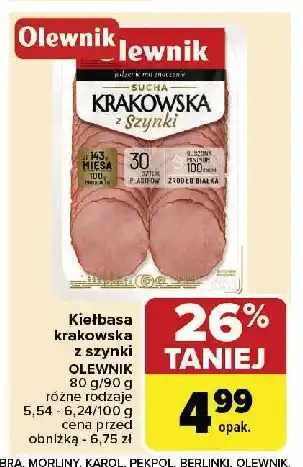 Carrefour Market Kiełbasa krakowska z szynki Olewnik oferta