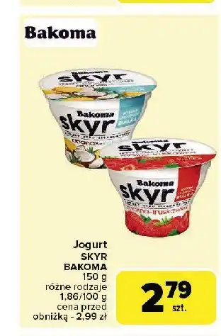 Carrefour Market Jogurt malina- truskawka Bakoma skyr oferta