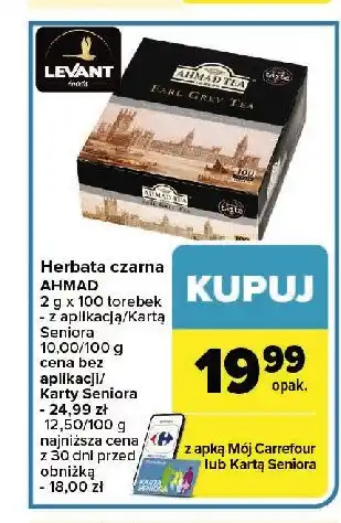 Carrefour Market Herbata ekspresowa z zawieszką Ahmad tea london earl grey oferta