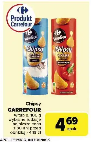 Carrefour Market Chipsy o smaku paprykowym w tubie oferta