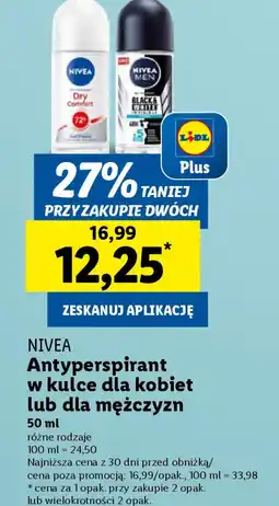 Lidl Nivea antyperspirant w kulce dla kobiet lub dla mężczyzn oferta