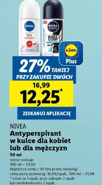 Lidl Nivea antyperspirant w kulce dla kobiet lub dla mężczyzn oferta