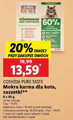 Lidl Coshida pure taste mokra karma dla kota, saszetki oferta