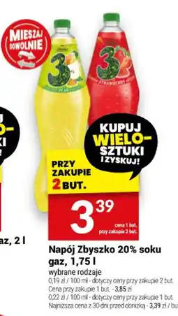 Twój Market Napój Zbyszko 20% soku gaz oferta