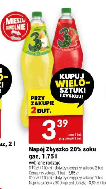 Twój Market Napój Zbyszko 20% soku gaz oferta