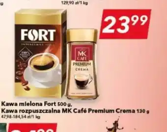 Lewiatan Kawa mielona Fort 500 g, Kawa rozpuszczalna MK Café Premium Crema 130 g oferta