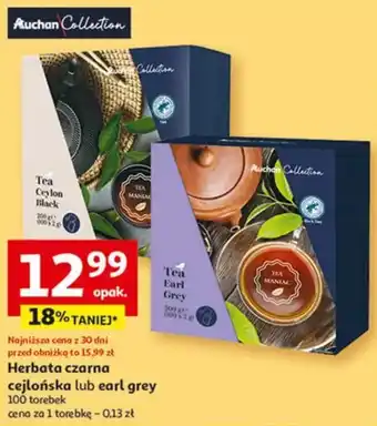 Auchan Herbata czarna cejlońska lub earl grey oferta