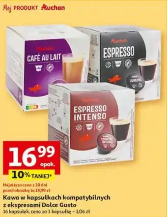 Auchan Kawa w kapsułkach kompatybilnych z ekspresami Dolce Gusto oferta