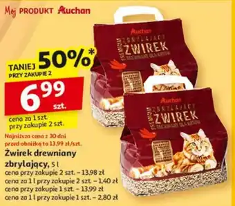 Auchan Żwirek drewniany zbrylający oferta