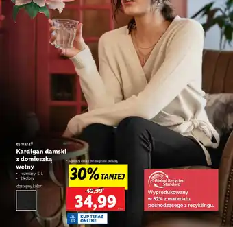 Lidl Esmara kardigan damski z domieszką wełny oferta