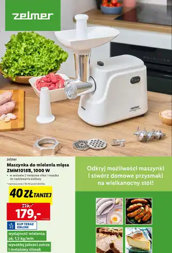 Lidl Zelmer maszynka do mielenia mięsa zmm1018b, 1000 w oferta