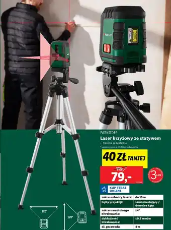 Lidl PARKSIDE Laser krzyżowy ze statywem oferta