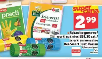 Topaz Rękawice gumowe/worki na śmieci 35 L 20 szt./ścierki uniwersalne Bee Smart 3 szt. Paclan oferta