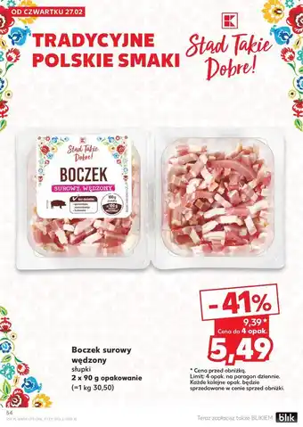 Kaufland Boczek surowy słupki K-Classic Stąd Takie Dobre! oferta