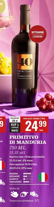 Biedronka Wino Primitivo Di Manduria 40 oferta