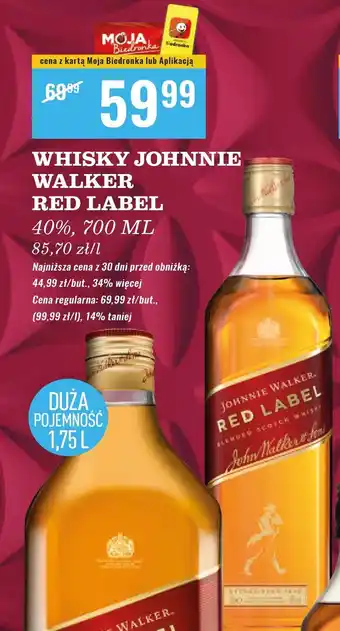 Biedronka Whisky Johnnie Walker Red Label oferta