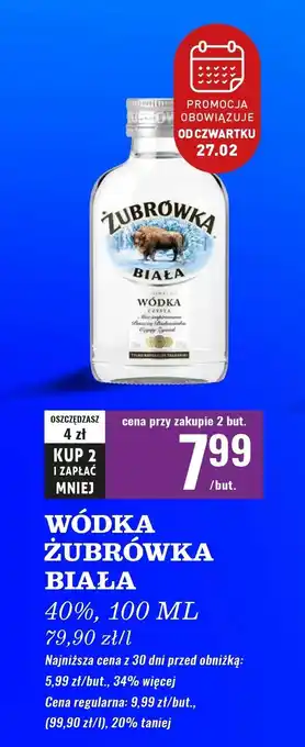 Biedronka Wódka Żubrówka Biała oferta