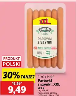 Lidl Parówki z szynki ekstra Pikok Pure oferta