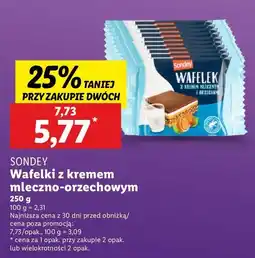 Lidl Wafelki z kremem mlecznym orzechami Sondey oferta