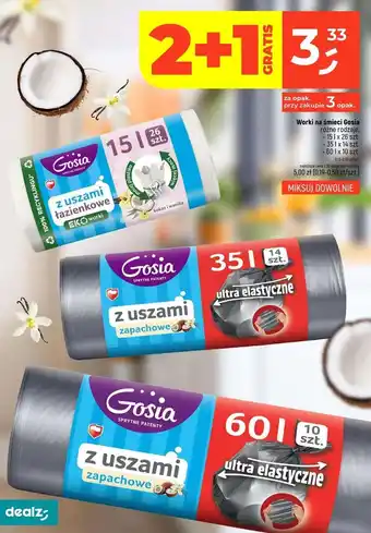 Dealz Worki na śmieci z uszami kokos i wanilia 15 l Gosia oferta