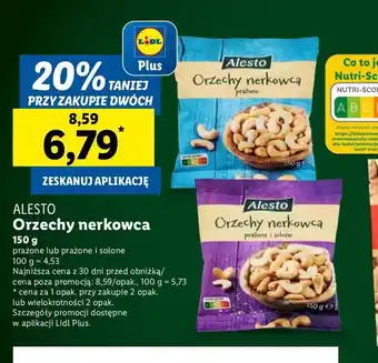 Lidl Orzechy nerkowca bez soli Alesto oferta