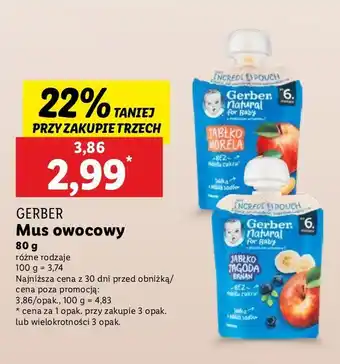 Lidl Deserek jabłko jagoda banan Gerber Natural For Baby oferta