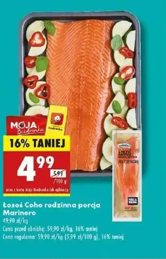 Biedronka Losoś Coho rodzinna porcja Marinero oferta