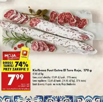 Biedronka Kiełbasa Fuet Extra El Toro Rojo oferta