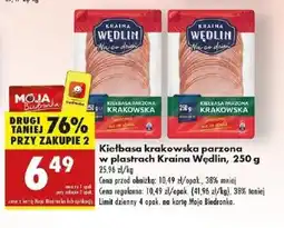 Biedronka Kiełbasa Krakowska parzona w plastrach Kraina Wędlin oferta