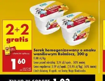 Biedronka Serek homogenizowany o smaku waniliowym Rolmlecz oferta