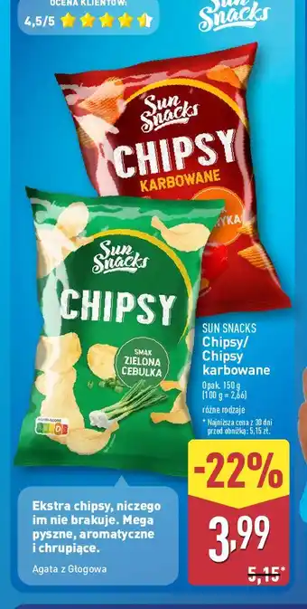 ALDI Chipsy karbowane paprykowe SUN SNACKS oferta