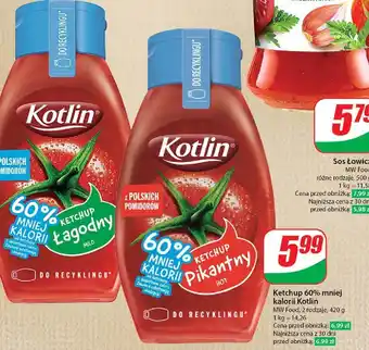 Dino Ketchup pikantny 60% mniej kalorii Kotlin oferta