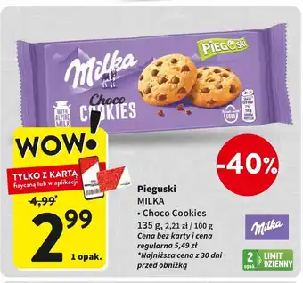 Intermarche Ciastka z kawałkami czekolady Milka Pieguski oferta