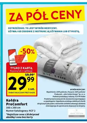 Intermarche Kołdra procomfort 160 x 200 cm John Cotton oferta