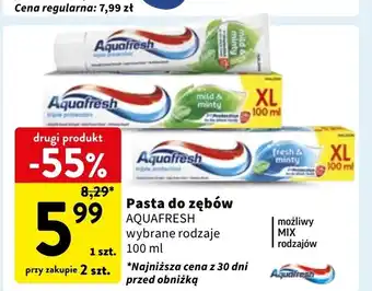 Intermarche Pasta do zębów fresh & minty Aquafresh Triple Protection oferta