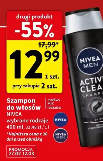 Intermarche Szampon głęboko oczyszczający Nivea Men Active Clean oferta