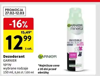 Intermarche Dezodorant floral touch Garnier Mineral Invisible Protection oferta