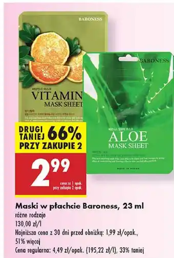 Biedronka Maska w płachcie vitamin-c Baroness oferta