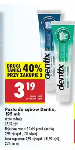 Biedronka Pasta do zębów extra clean white Dentix oferta