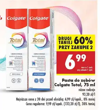 Biedronka Pasta do zębów whitening Colgate Total oferta