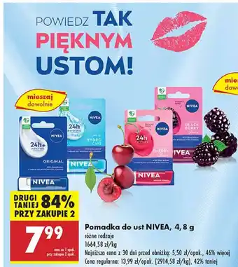 Biedronka Pomadka do ust cherry shine Nivea 24H Melt-In Moisture oferta