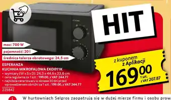 Selgros Kuchnia mikrofalowa Esperanza EKO011K oferta