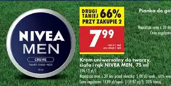 Biedronka Krem do twarzy i ciała Nivea Men Creme oferta