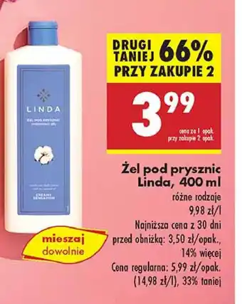 Biedronka Żel pod prysznic bawełna Linda oferta